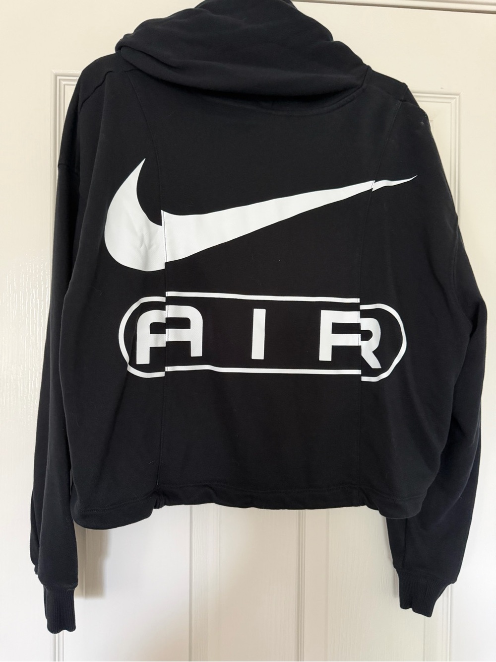 Nike Black Hoodie with White Swoosh and AIR Graphic
